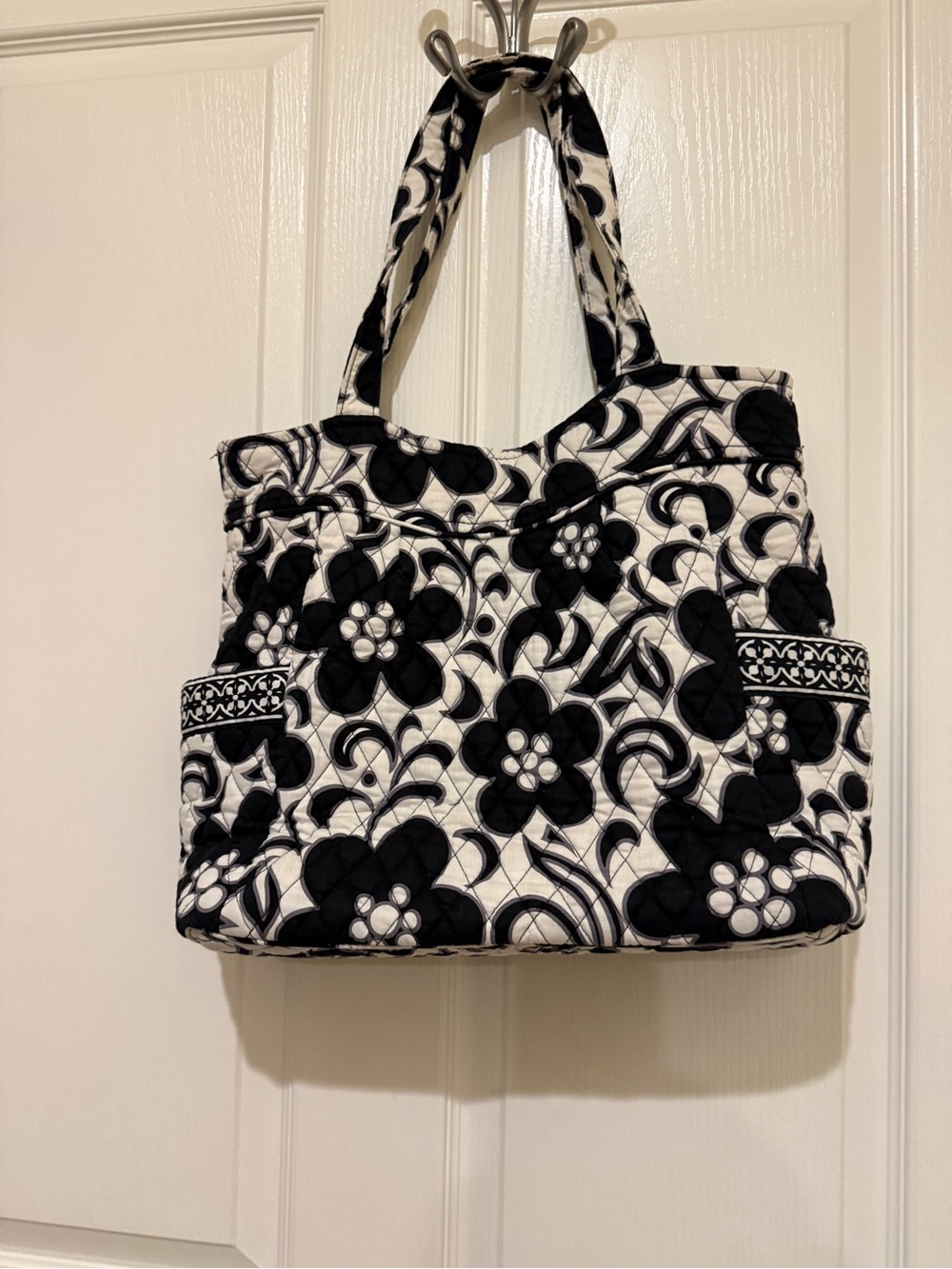Vera Bradley Black & White Floral Quilted Tote